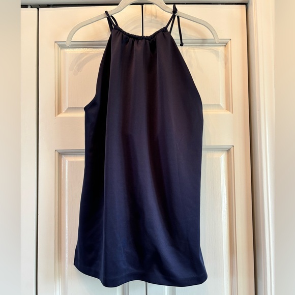 Gretchen Scott blue tie at shoulder tank, L - Picture 2 of 8